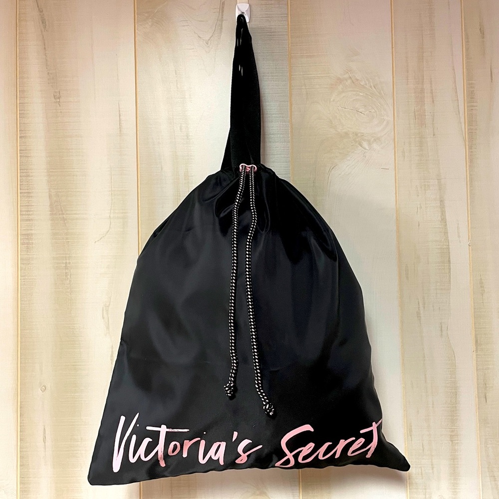 VS Pink Black And Pink Detail Drawstring Bag Backpack